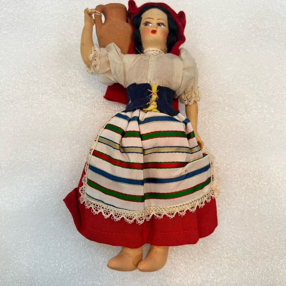 Vintage Italian Souvenir Doll Wm H Block Co Indianapolis Made in Italy Peasant